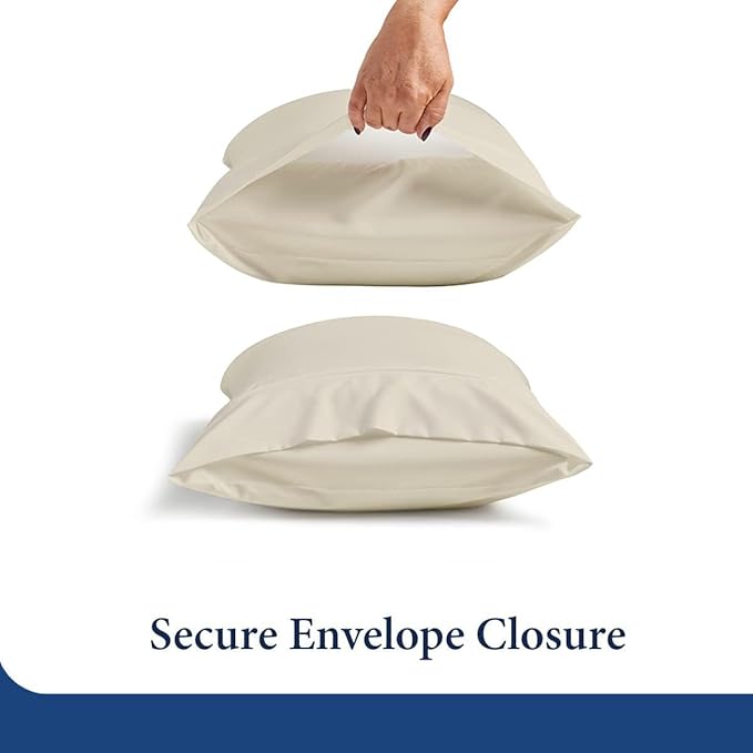 SKY BEDDINGS King Pillowcase Set of 2 - Soft Brushed Microfiber Pillow Cases with Envelope Clouser - Wrinkle-Free, Fade-Resistant Pillow Covers - 20 x 40 Inches, Ivory