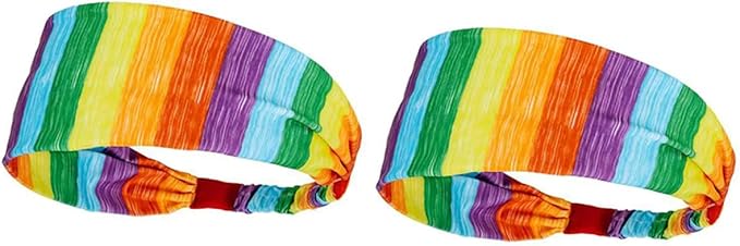 Rainbow Headband for Women Non Slip Elastic Sweat Hairbands Fashion Sports Hair Bands Soft Cloth Fabric Stretchy Headband for Running Workout Yoga
