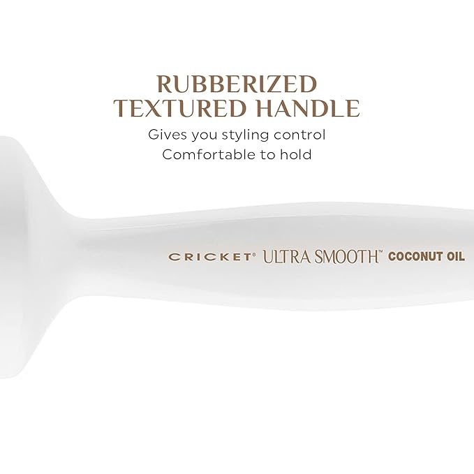 Cricket Ultra Smooth Coconut Thermal Hair Brush – 1.5” Ceramic Barrel, Coconut Oil and Keratin-Infused, Anti-Static Heat-Resistant Bristles, Textured Handle for Styling All Hair Types