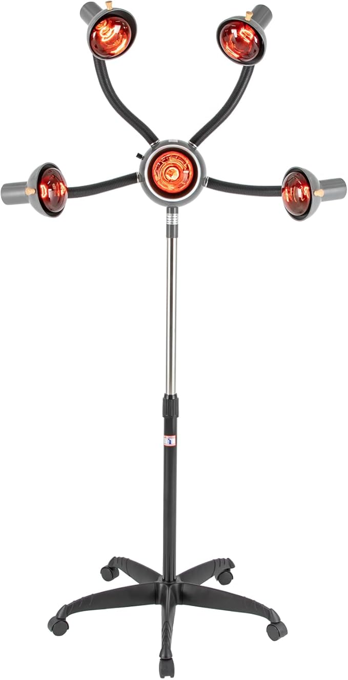 5 Head Salon Hair Steamer, Professional Infrared Light Heat Therapy Red Lamp Salon Hair Steamer Hair Dryer Dyeing Perming Color Processor for Perms Oil Baking Styling Head Care