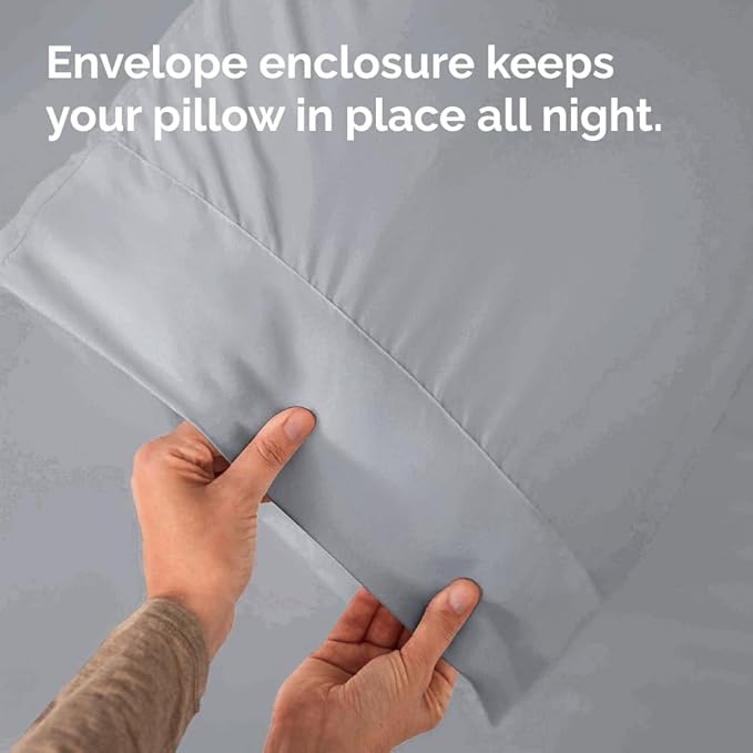 King Pillow Cases - 4 Pack - Super Soft Pillowcase Covers - Envelope Enclosure - Hotel Quality Pillow Protectors - Wrinkle Free, Shrink & Stain Resistant - Machine Washable - 20" x 40" (Steel Blue)