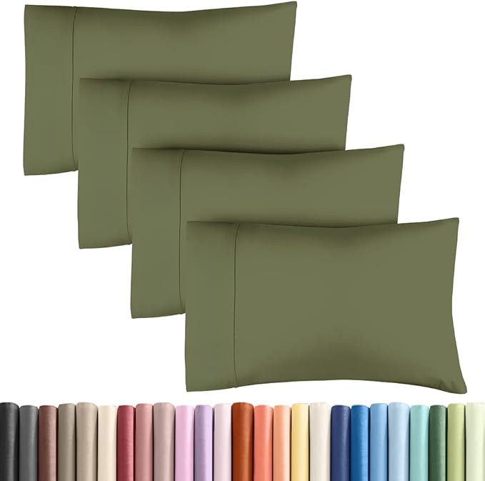 King Pillow Cases - 4 Pack - Super Soft Pillowcase Covers - Envelope Enclosure - Hotel Quality Pillow Protectors - Wrinkle Free, Shrink & Stain Resistant - Machine Washable - 20" x 40" (Sage Green)