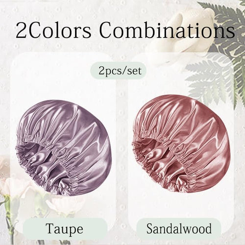 2PACK Satin Bonnet Hair Bonnet For Sleeping Silk Bonnets Womens Silky Night Caps Double Layer Curly Hair Sleep Cap