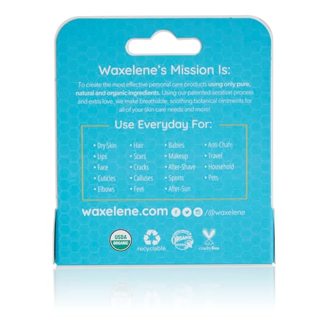 Waxelene Original Lip Tube 3 Piece, Best Lip Balm Ever Organic Calming Multipurpose Ointment Baby Eczema Dry Sensitive Skin Body Hand Face Moisturizer