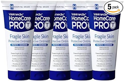 Welmedix Fragile Skin Protective Ointment | Hospital Grade Healing Ointment, Barrier Cream & Skin Protectant w/Calendula for Treatment of Eczema, Psoriasis, Dermatitis, Bed Sores, Chafing (Pack of 5)