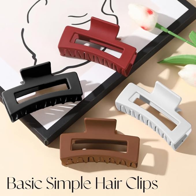 4Pcs Cloud Claw Clips for Women, 4.2 Inch Non-Slip Strong Hold Hair Claws, Unbreakable & Durable TPEE-Silicone Blend, Large Bendable Cozy Hair Clip for Thin/Thick/Curly Hair, All-Day Comfort