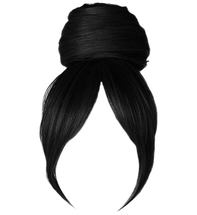 Hairuwear Hairdo Trendy Fringe and Bun Hairpiece With Fashionable Bangs and Side Piece, R1 Black