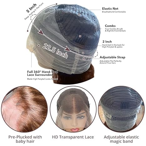 AMIRTY 250 Density 360 Lace Front Wigs Human Hair Pre Plucked Honey Blonde Body Wave Lace Front Wigs with Baby Hair Full 360 Glueless HD Transparent Lace Front Wigs for women
