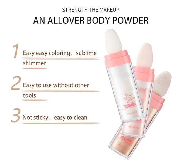 3 Color Glitter Powder Highlighter Makeup, Body Brightens the Natural Three-dimensional Face Blusher Patting Powder Highlighter. (01 &04 & 05)