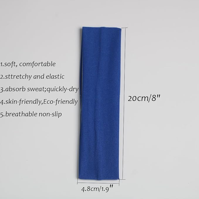 Headbands for Women,12PCS,Soft Stretch Elastic Yoga Sport Headbands