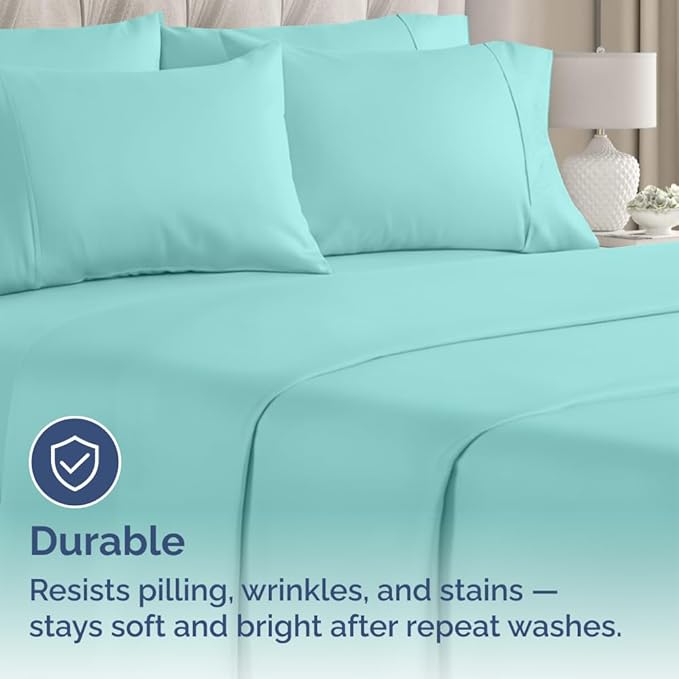 Queen Pillow Cases - 4 Pack - Super Soft Pillowcase Covers - Envelope Enclosure - Hotel Quality Pillow Protectors - Wrinkle Free, Shrink and Stain Resistant - Machine Washable - 20" x 30" (Spa Blue)