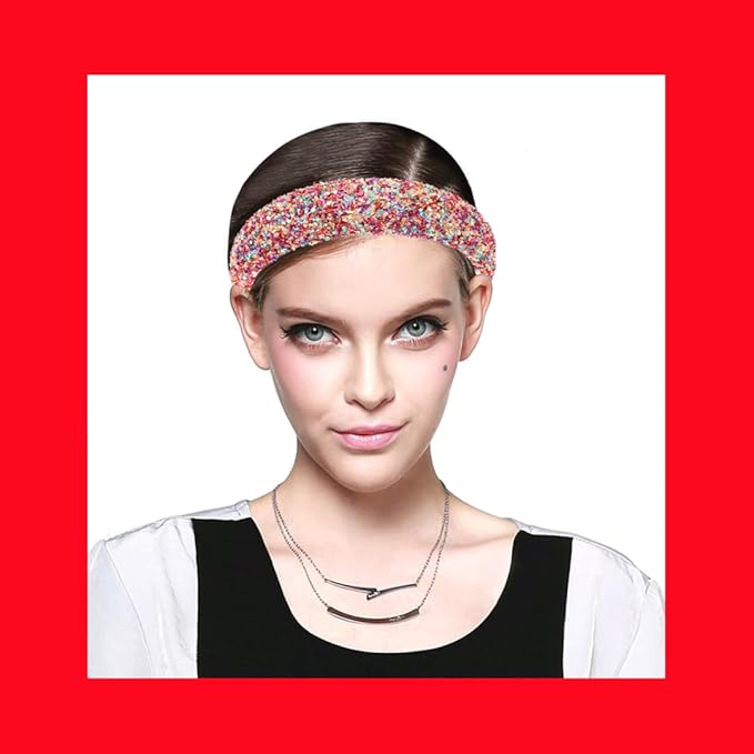 Glitter Headband for Women Fashion Sparkle Colorful Christmas Wide Headbands Comfortable High Elastic Headband Hairband Hair Hoop Hair Accessories for Womens