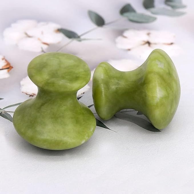 Mushroom Jade Gua Sha Facial Tools, Jade Roller Guasha Massage White Crystal Jade Stone Mushroom Shaped Face Lift Remove Wrinkles Massager for Women Spa, Body Relaxing (Green Jade)
