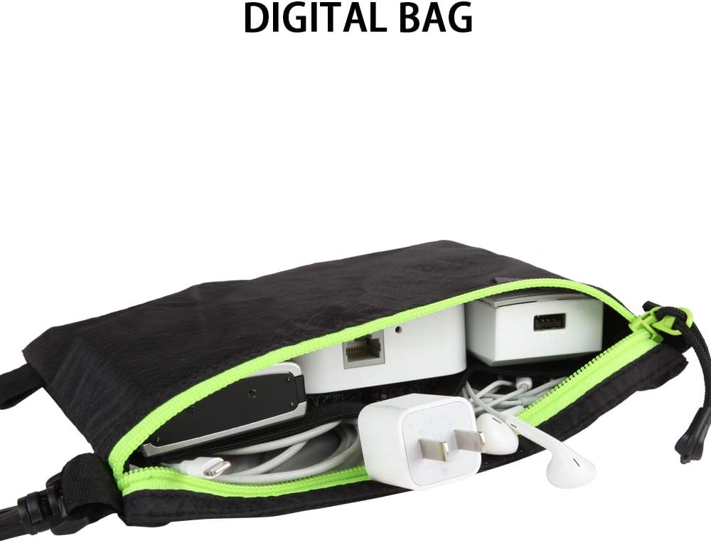 GOX Ultra Light Carry On Zipper Pouch Toiletry Bag Packing Sack Makeup Bag Digital bag (Black)