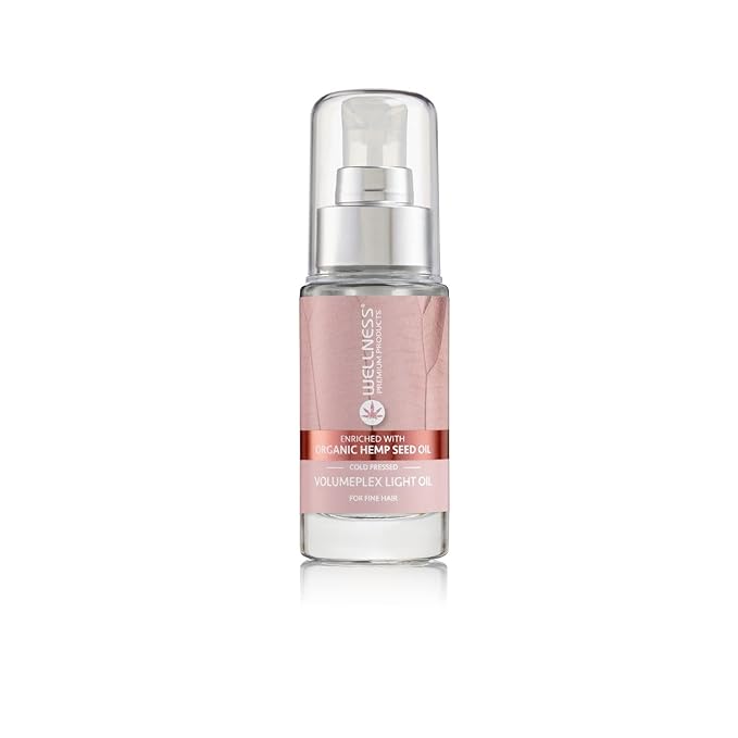 Wellness Premium Products Volumeplex Light Hydrating & Shine Serum for Fine Hair - Organic Cold-Pressed Hemp Seed Oil, Plant-Based, No Parabens, Color-Safe, UV/Heat Protection - 30ml