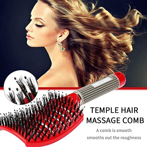 Magical Ultra Detangling Brush for Wet or Dry Hair, Detangler Brush, Fast Drying Styling Massage Hairbrush for Men, Women and Kids (Red+Blue)