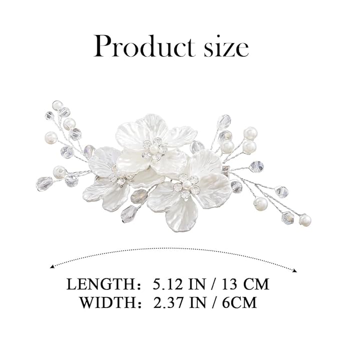 EVILD White Flower Hair Clip Pearl Hair Barrette Bridal Wedding Hair Accessories for Women