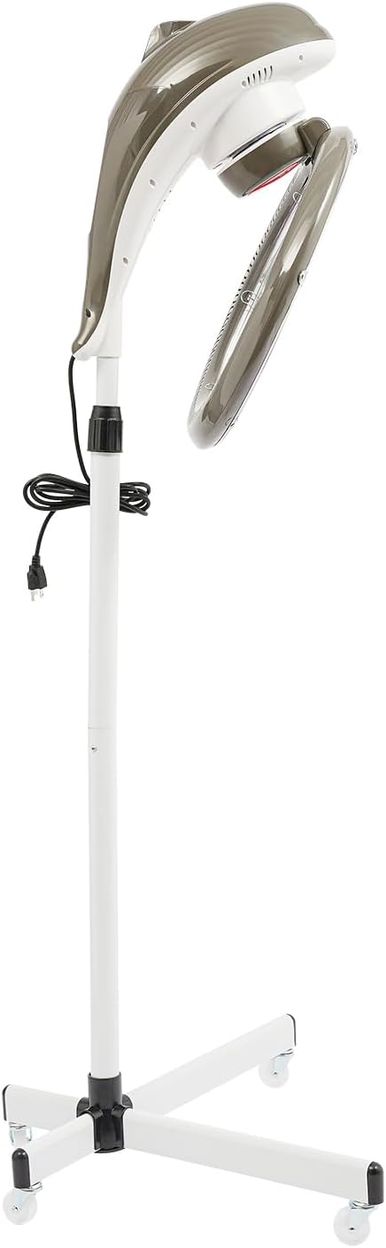Professional Stand Hair Dryer 950W, Infrared 360° Rotating Hair Color Processor with Adjustable Height & Timer, for Perm Styling Dyeing Oil Treatment, Salon Home Use, Grey (Grey)