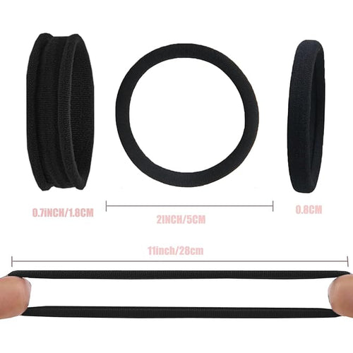 20pcs Black Hair Ties No Damage - Stretchy thick Hair Bands | Soft Nylon Ponytail Holders SnagFree Rubber Bands for Updos & Braids Hair Accessories Ideal Gifts for Women Teens Girs