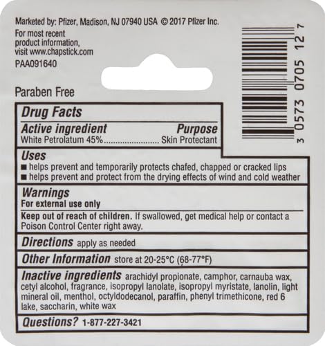 ChapStick Classic Cherry Lip Balm Tube, Flavored Lip Balm for Lip Care on Chafed, Chapped or Cracked Lips - 0.15 Oz