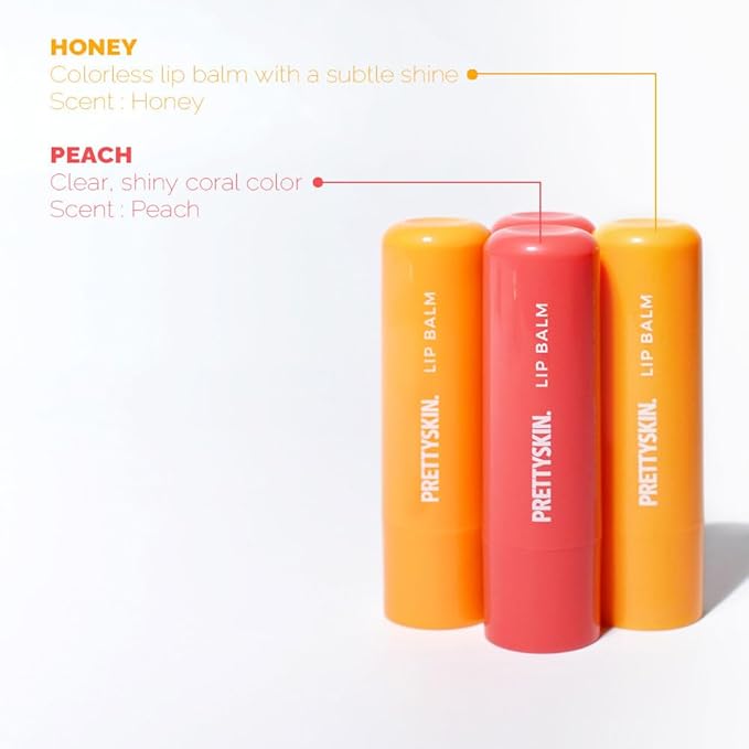 PS.PRETTYSKIN Moisture Lip Balm 0.15oz.(4.5g) Smooth, Soft Texture, Hydrating, Natural Shine, Glossy, korean lip balm (Peach)