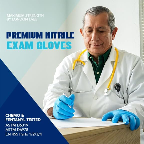 Sky Blue 5 Mil Nitrile Exam Gloves Disposable Latex Free | Medical Rubber Gloves for Doctors, EMT, First Aid Kit, Food Service & Cleaning | Bulk Nitrile for Mechanics (100 CT) - X-Large