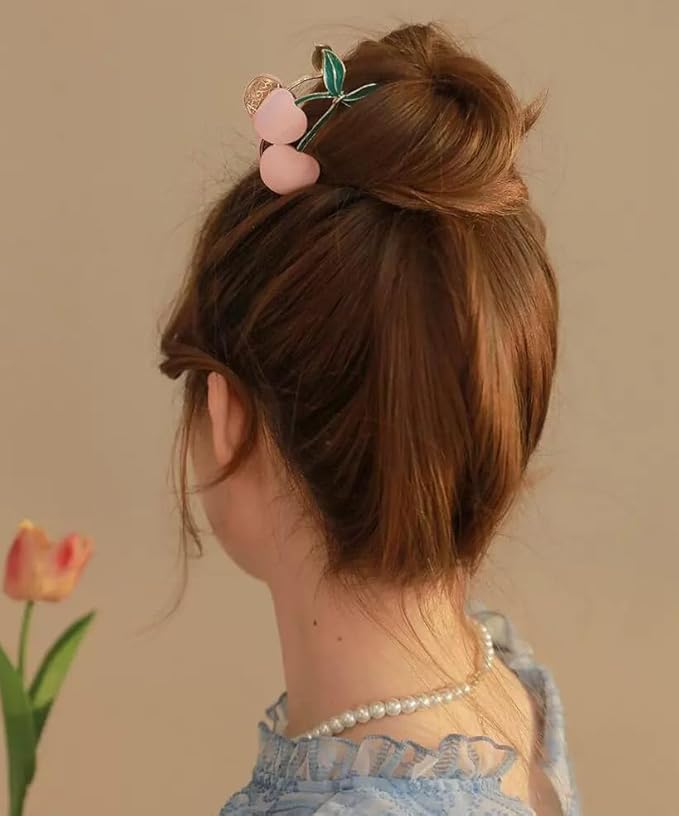 Hair Claw Clips for Women, 2Pcs Large Non-Slip Strong Metal Cherry Butterfly Sparkly Hair Jaw Clips, Cute Hair Holding Headwear Gifts