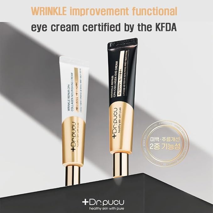 Wrinkle Repair Collagen EYE CREAM, Korean eye cream, under-eye night cream for anti aging, moisturising, no greasy or too light texture, mild powdery scent, 1.01 fl. Oz