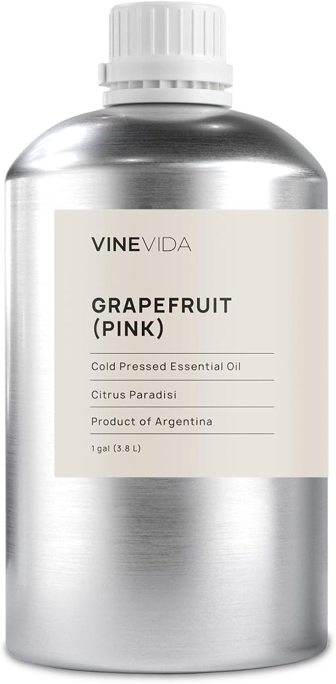 VINEVIDA Grapefruit (Pink) Essential Oil - Gallon Grapefruit (Pink) Oil Undiluted - Bulk Gallon Essential Oil for Soap Making Safe for Skin - DIY Candle Scents for Candlemaking Scents - 8 lbs