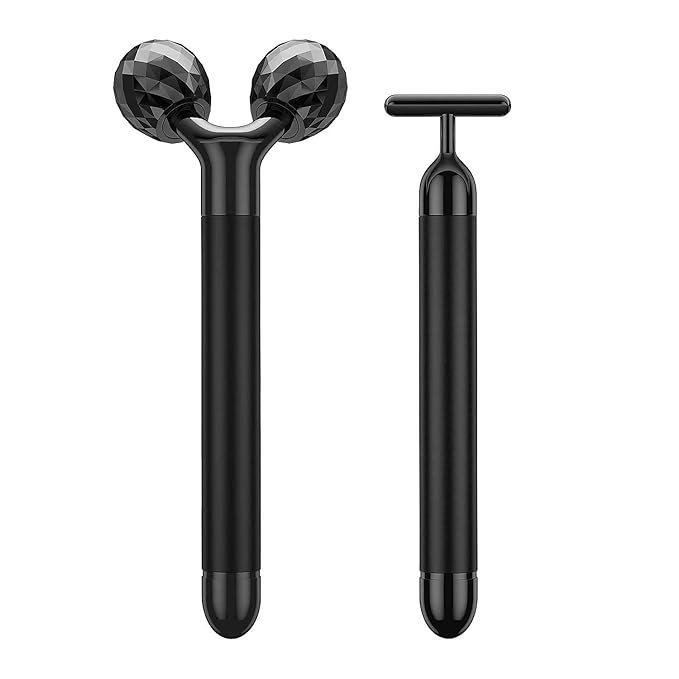 2-IN-1 Beauty Bar Electric Face Massager, 3D Roller and T Shape Arm Eye Nose Head Massager Facial Roller Massager Kit Skin Care Tools