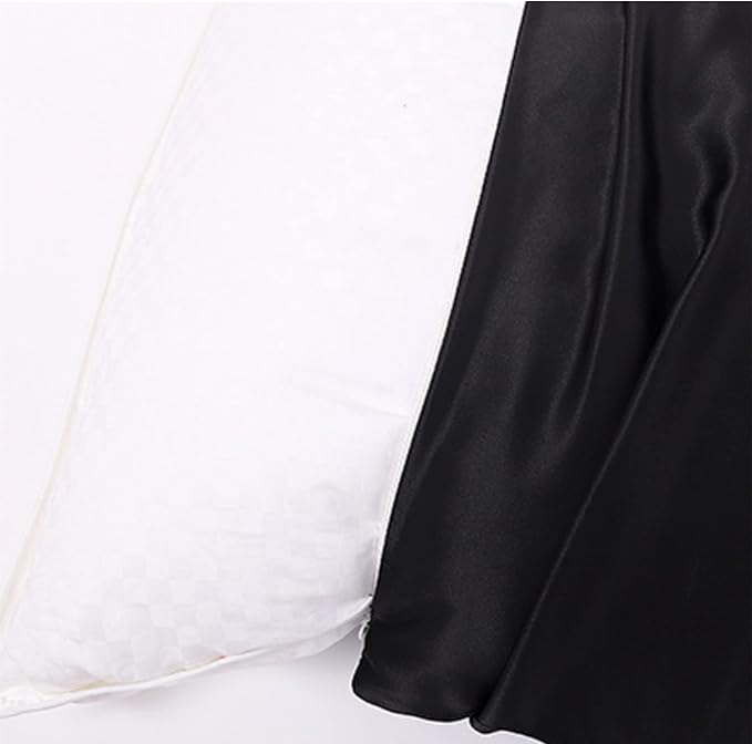 Hypoallergenic Pillow Case Made in USA, Premium Black Silk Pillow Cases, 6A Grade 22 Momme Pure Silk Pillowcase, Zipper Closure, Machine Washable, 1 Pc 20"x30" (Queen, Black)