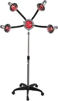 5-Head Salon Hair Steamer - 750W Infrared Heat Lamp, Standing Infrared Heater, Adjustable 47-63" Height for Perm & Hair Care (Black)