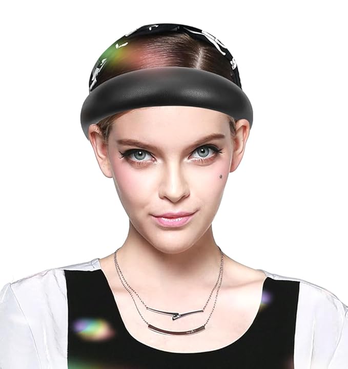 Black Wide Headband for Women Soft Leather Padded Headband Fashion Dressy Head Band High Elastic Comfortable Hairband Hair Accessories for Womens Hair