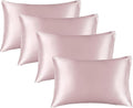 BEDELITE Satin Pillowcase for Hair and Skin, Super Soft Similar to Silk Pillow Cases 4 Pack with Envelope Closure, Cooling Pillowcases for Women Men (20"x36" King Size, Lotus Pink)