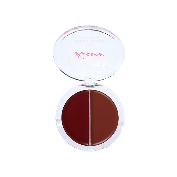 Ruby Kisses Duo Cream Blush, Smooth, Natural-Looking, Long-Lasting Face Makeup Blush for Cheeks, Lips, and Eyes, Buildable and Blendable, Infused with Green Tea, Aloe Vera Extract, and Hyaluronic Acid (Rosewood)