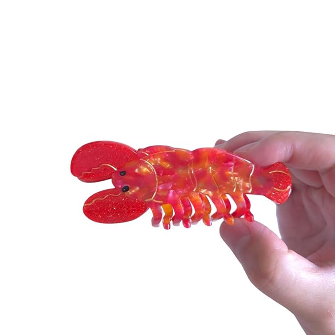 Cute Ocean Red Lobster Hair Clips,Novelty Acetate Lobster Claw Clip