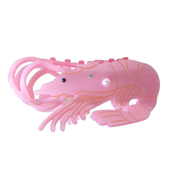 Novelty Shrimp Hair Clips,Cute Acetate Hair Clip,Big Claw Clips for Women,Pink