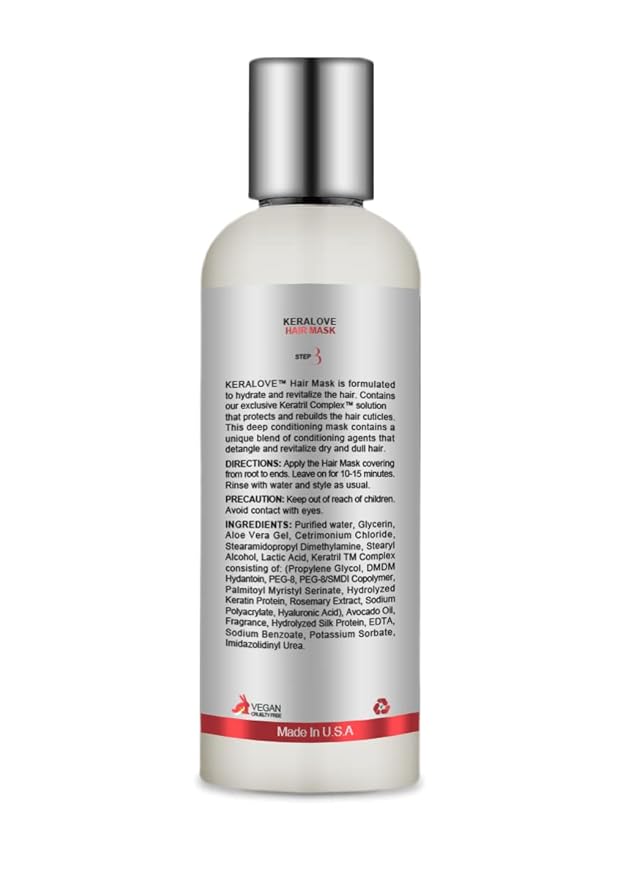 Keralove Hair Mask Keratin Care 4oz - Professional Hair Repair, Nourishment & Beauty - Vitamin Complex for All Hair Types - with Aloe Vera and Vitamin E