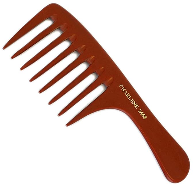 CHARLENE Bone Comb Chemical Heat Resistant Anti-Static Smooth Comb-out (#2468 Large Feathering Rake)