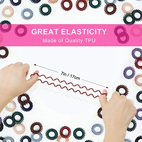 TailaiMei 30 Pcs Hair Spiral, TailaiMei No Crease Coil Hair Ties, Phone Cord Hair Ties for Thick Hair - Women Ponytail Holder Elastics(10 Color)