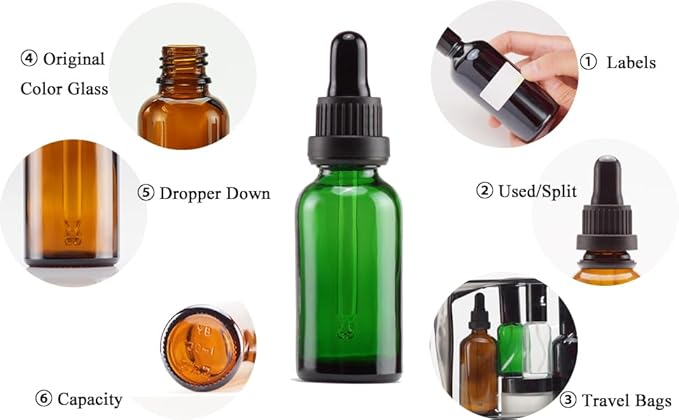 YIZHAO Green Glass Dropper Bottle 1oz, Tincture Bottles with Glass Dropper, for Essential Oils, Aromatherapy, Cosmetic, Laboratory, Pharmacy, Liquids, Travel –12 Pcs
