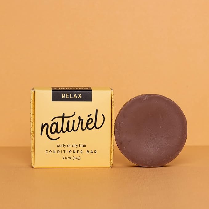 Naturel Relax Moisturizing Conditioner Bar for Curly or Dry Hair with Argan Oil and Colloidal Oatmeal, Conditioner Bar for Frizzy Hair, Vegan, Zero Waste, Made in USA