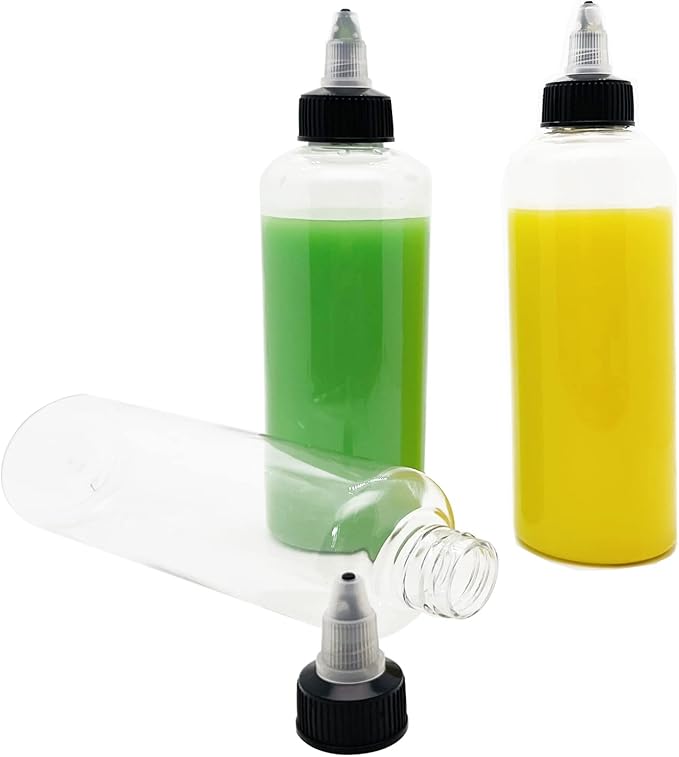 3 Pcs Dispensing Bottles, 8oz Plastic Boston Squeeze Bottles with Twist Top Cap