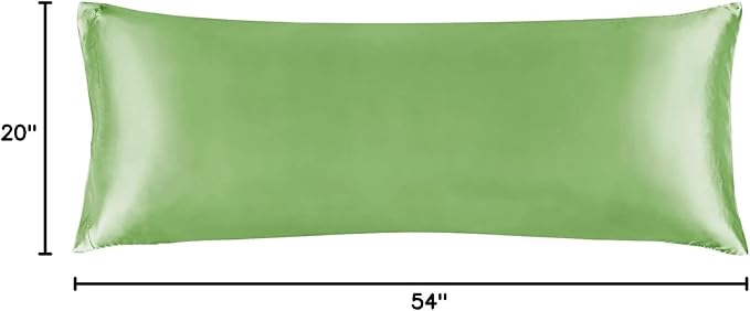 BEDELITE Satin Body Pillow Cover, Super Soft and Cooling Body Pillow Pillowcase for Hair and Skin, Breathable Silky Full Long Pillowcase Cover(20"x54", Sage Green)