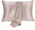 Silk Pillowcase Set, 2 Pack, 100% Mulberry Silk, Hypoallergenic, Soft, Breathable, Reduces Wrinkles, King Size, Apricot Gray