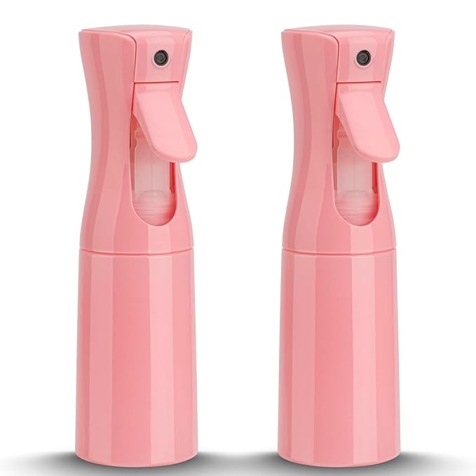 Spray Bottle for Hair (6.8OZ /200ML) Continuous Ultra Fine Mist Sprayer for Hair, Salons, Barber, Plants, Skin Care, Cleaning 2 Pack Pink