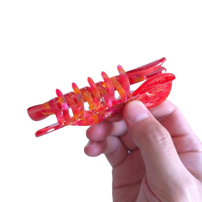 Cute Red Lobster Hair Clip,Funny Acetate Claw Clips for Women