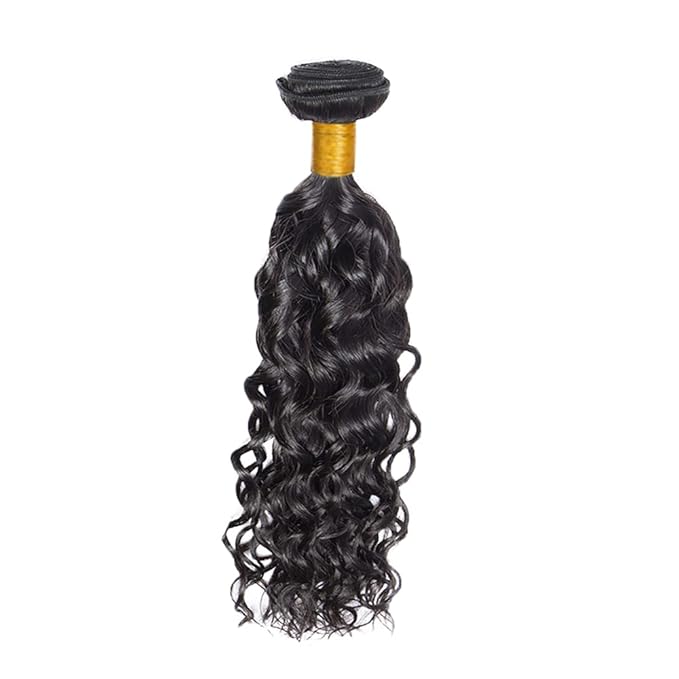 Human Hair Bundles Natural Black Water Wave Bundles Niegmeag Peruvian Grade 8A Virgin Remy Hair Single Bundle 14 Inch Double Weft Real Color 1B Hair Weave