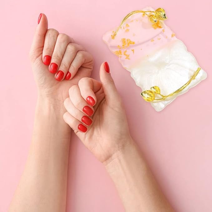 Resin Nail Art Palette, Nail Art Painting Palettes with Nail Palette Stirring Rod Gold Edge Nail Holder Nail Art Display Board Fashion Delicate Nail Tool Accessories, Type 1