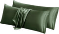 Aormenzy Satin Body Pillow Cover Set of 2, 20x54 Inches Woodland Green Body Pillow Case for Adults, Silky Soft & Cooling Body Pillow Pillowcase with Envelope Closure